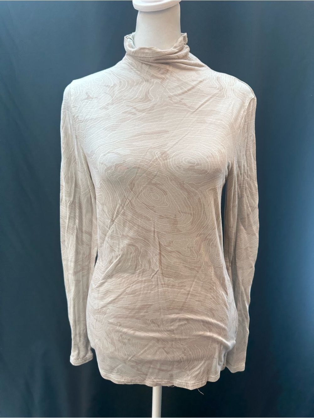 AG Los Angeles Tan and cream  Mock Neck Long Sleeve Top S